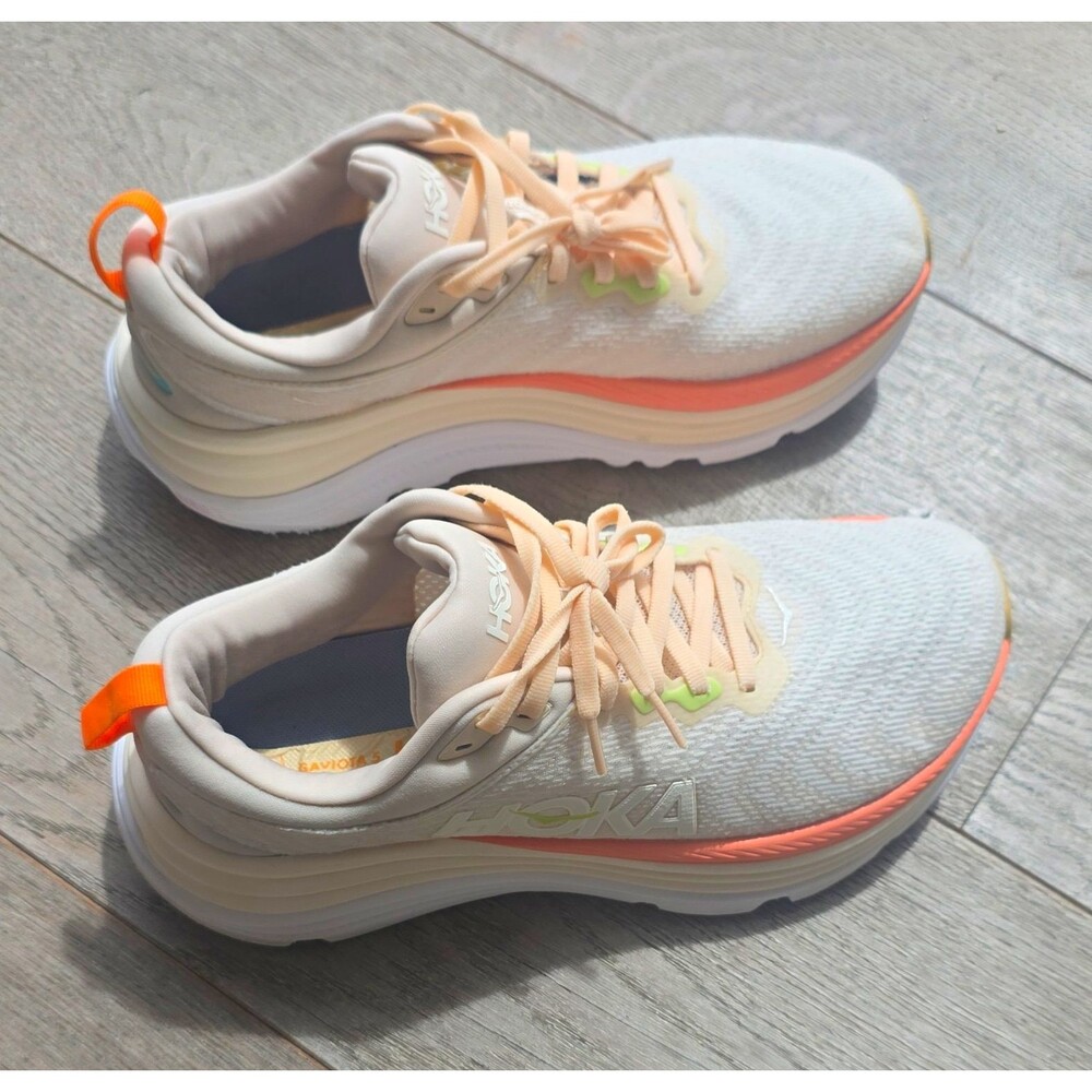 HOKA Gaviota 5 Low Top Lace-Up Running Sneakers White/Orange Women's